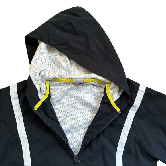 Vintage 2000s Nike Size Medium Black White Hooded Windbreaker Jacket - Picture 3 of 4